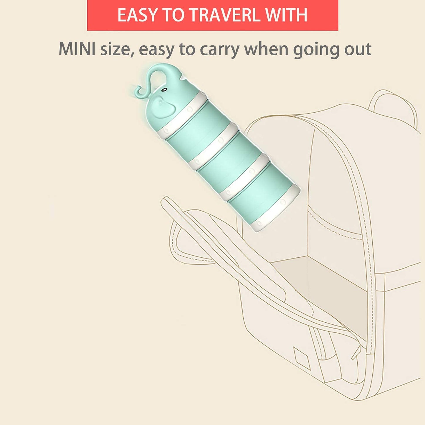 Baby Milk Powder Formula Dispenser, Stackable Formula Dispenser Container Mixie Bottle for Travel, Large Capacity Formula Holder and Snack Storage, Non-Spill, Powder Leakage Free, BPA Free (Green)