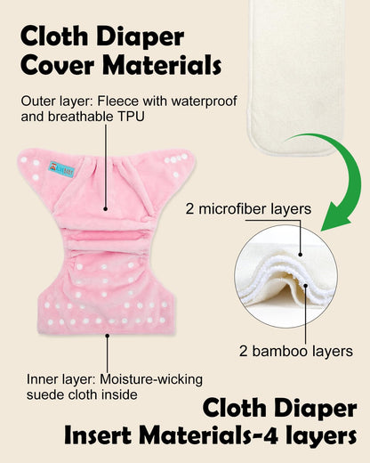 ALVABABY 12pcs Microfiber Inserts,Soft Cloth Diaper Liner,3-Layer Absorbent Inserts,Reusable for Baby Cloth Diapers 12T