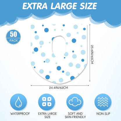 50 Packs Disposable Toilet Seat Covers Extra Large Individually Wrapped for Kids and Adults, Portable Non Slip Waterproof Potty Seat Covers for Toddlers Potty Training, Travel (Rainbow)