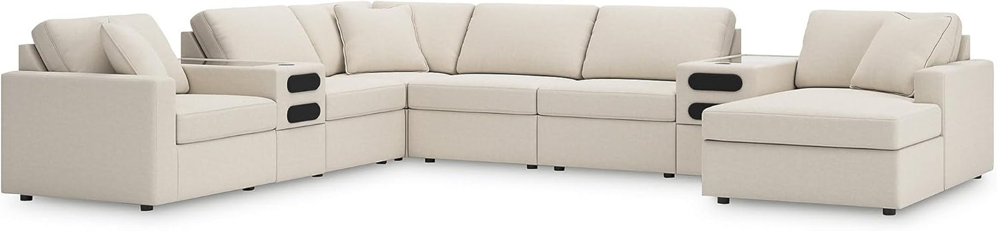 Signature Design by Ashley Modmax Coastal Press-Back Swivel Glider Rocker Recliner with Machine Washable Cover, Hidden Storage Compartments and 2 Bolster Pillows, Beige - Colors B