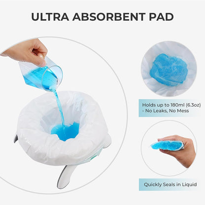 Disposable Potty Liners with Absorbent Pads – 30 Counts, Leak-Proof Travel Toilet Bags for Toddlers, Fit OXO Tot & Most Portable Chairs, Potty Training Refill Bags for Kids