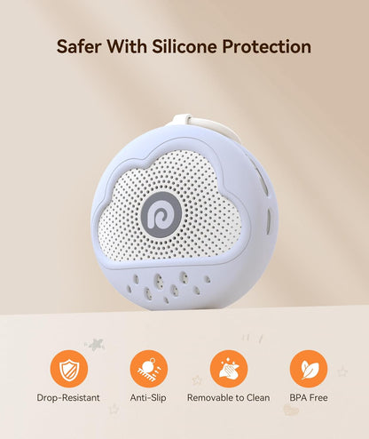 Dreamegg White Noise Machine - Portable Sound Machine Baby with Safe Silicone Cover, Features Powerful Battery, 21 Soothing Sound, Noise Canceling for Sleeping, Baby Registry Gift, Nursery(Blue)