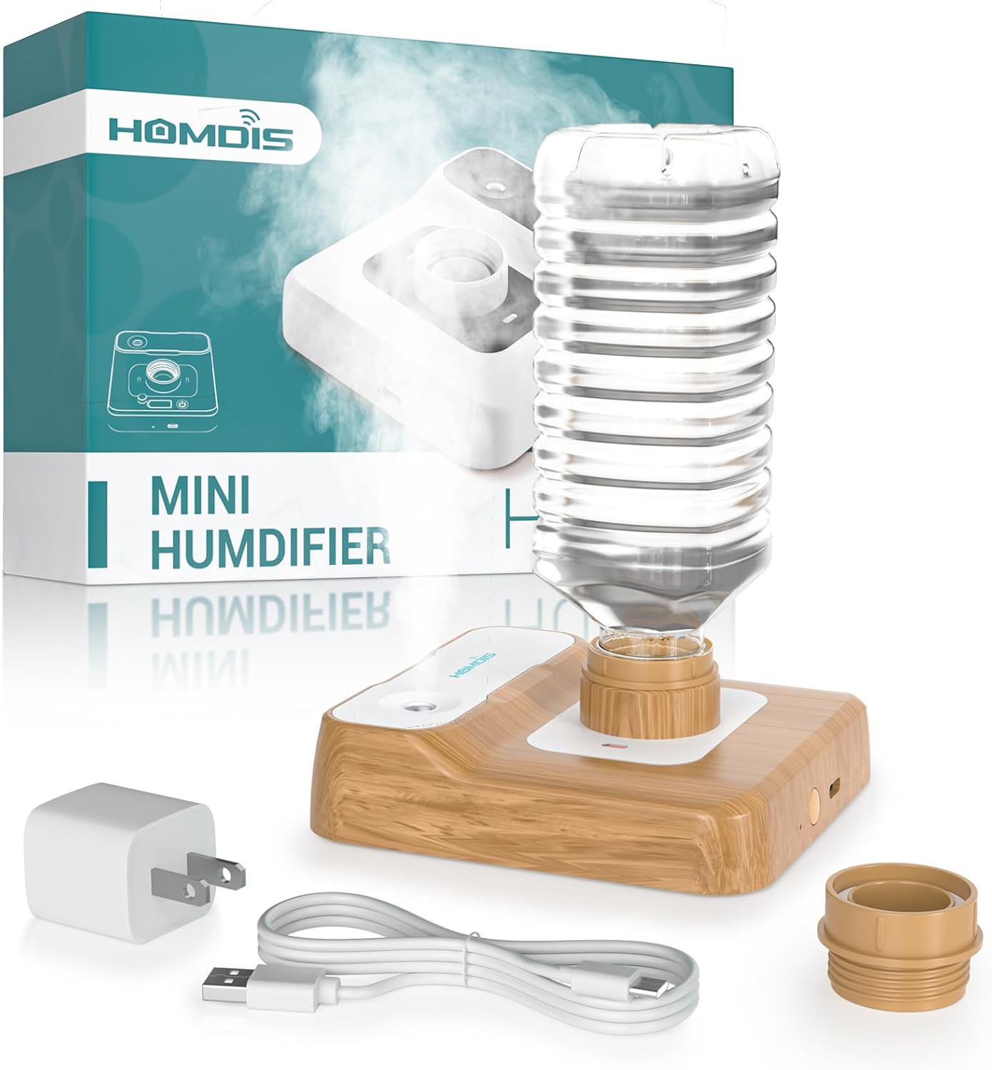 Travel Humidifier, Portable Small Humidifier for Plants, Bedroom, Office, Hotel or Car, 5000mAh Battery Operated Mini Cool Mist Humidifiers, Quiet 23dB, Auto-off, Night Light & BPA-Free, Green