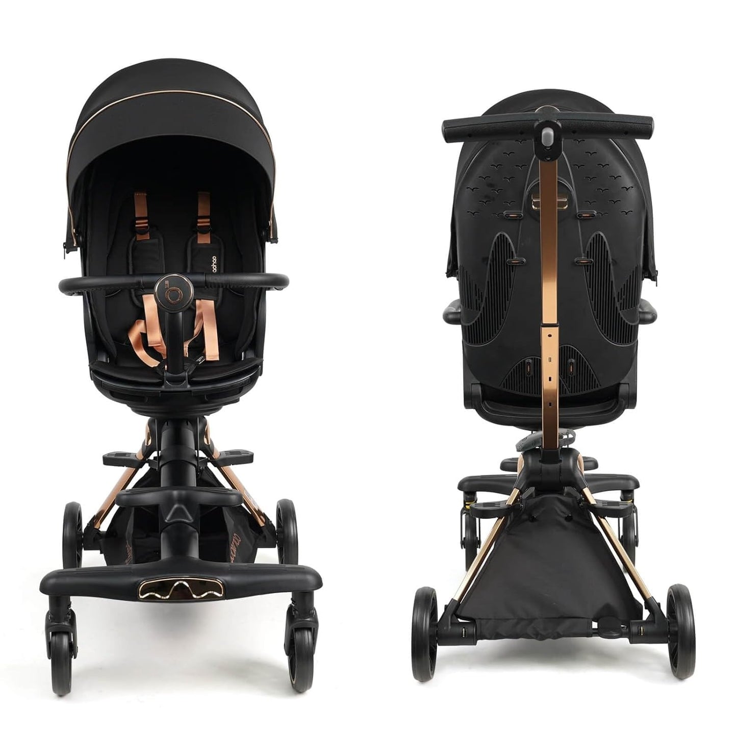 Lightweight Folding Stroller Wagon for Baby & Toddler Travel, 360° Reversible Seat, Adjustable Canopy with Storage Basket, Airplane-Friendly Compact Umbrella Stroller,Glory Black