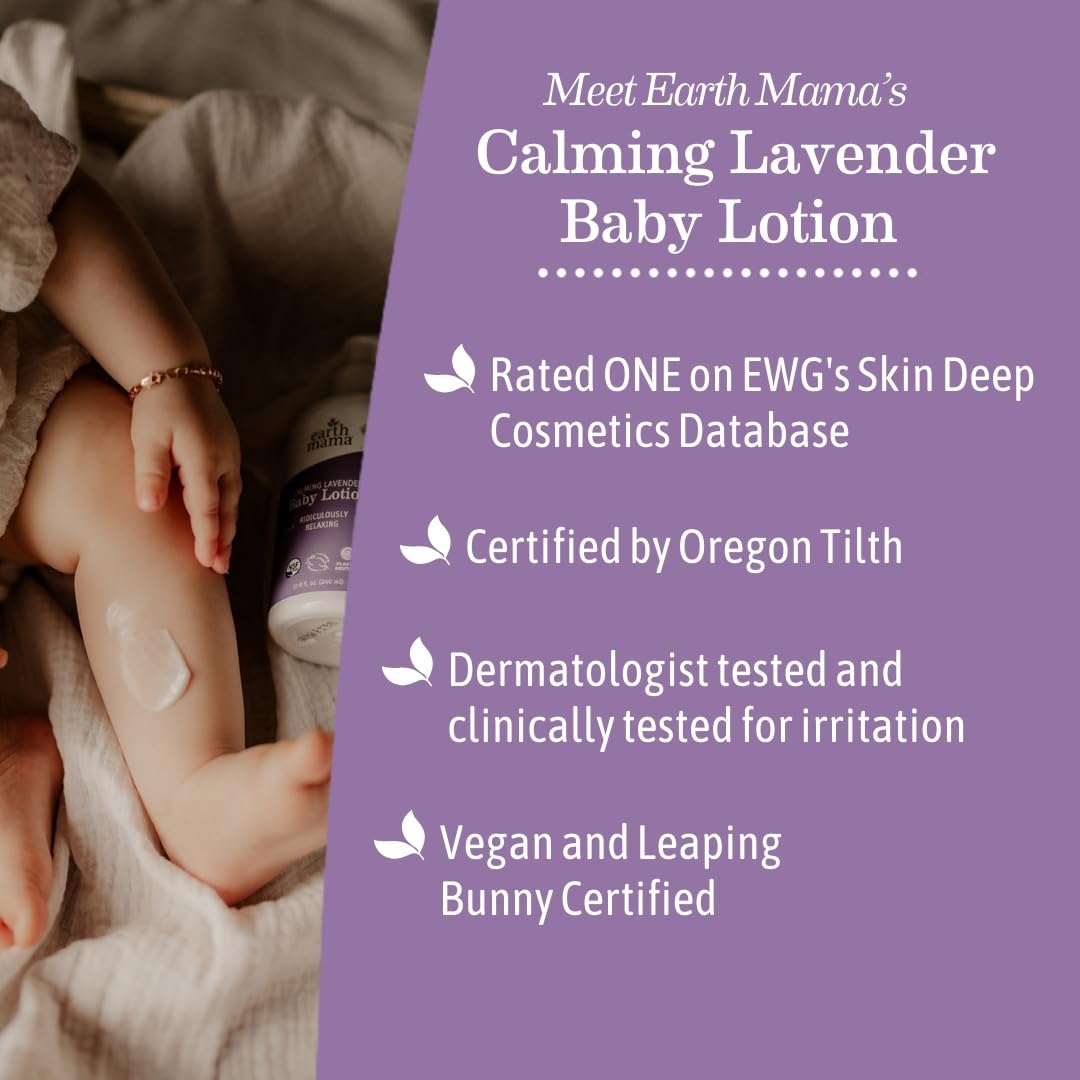 Earth Mama Simply Non-Scents Baby Lotion for Dry Skin - Calendula Cream for Newborn Skin Care - 8 oz - Fragrance Free - Infant Essentials