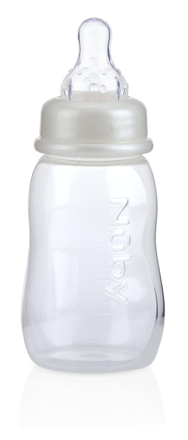 Nuby Standard Neck Tinted Feeding Nurser, 1 Count (Pack of 1), Colors May Vary