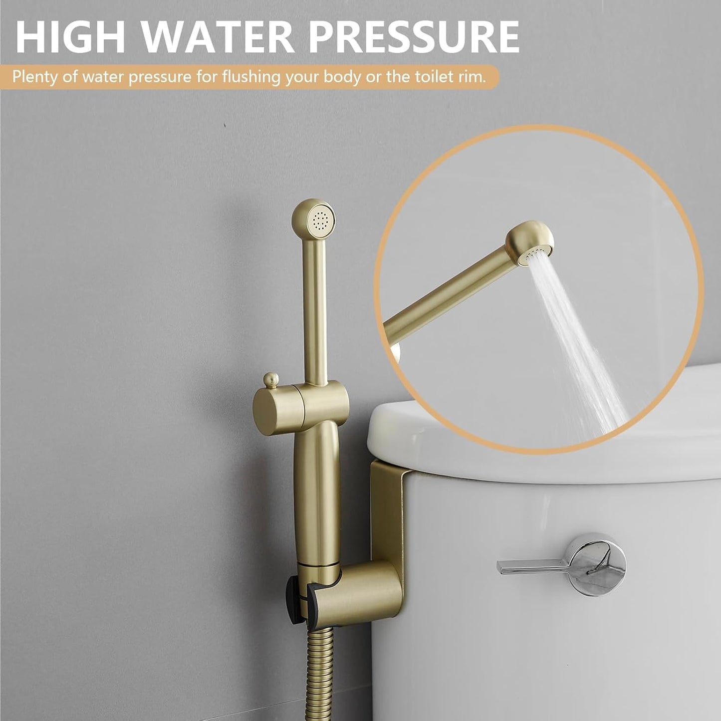 Handheld Bidet Sprayer for Toilet, All Brass Bathroom Toilet Sprayer Bidet Attachment Set, Baby Cloth Diaper Spraying Kit for Pet Bathing and Feminine Care, Brushed Nickel