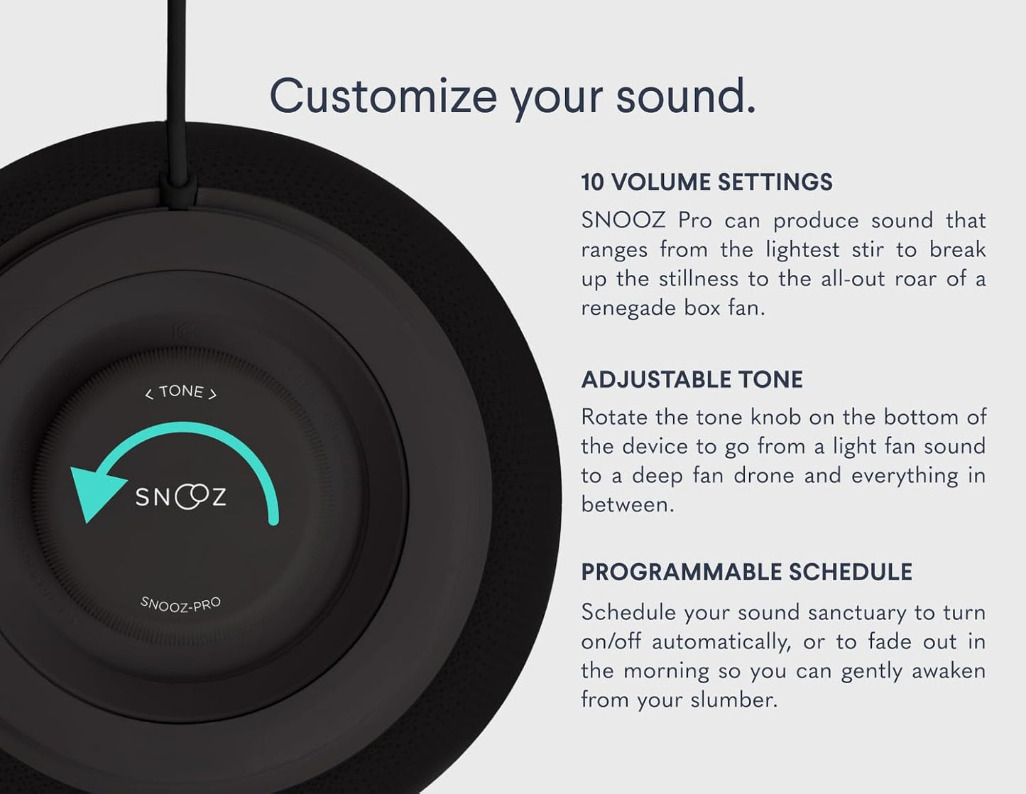 SNOOZ Pro White Noise Sound Machine - Natural Fan Noise, Non-Looping Sound, App Scheduler - Travel Case Included, Sleep Aid for Adults & Baby, 10 Volume Settings, Portable, Gift Registry - Cotton