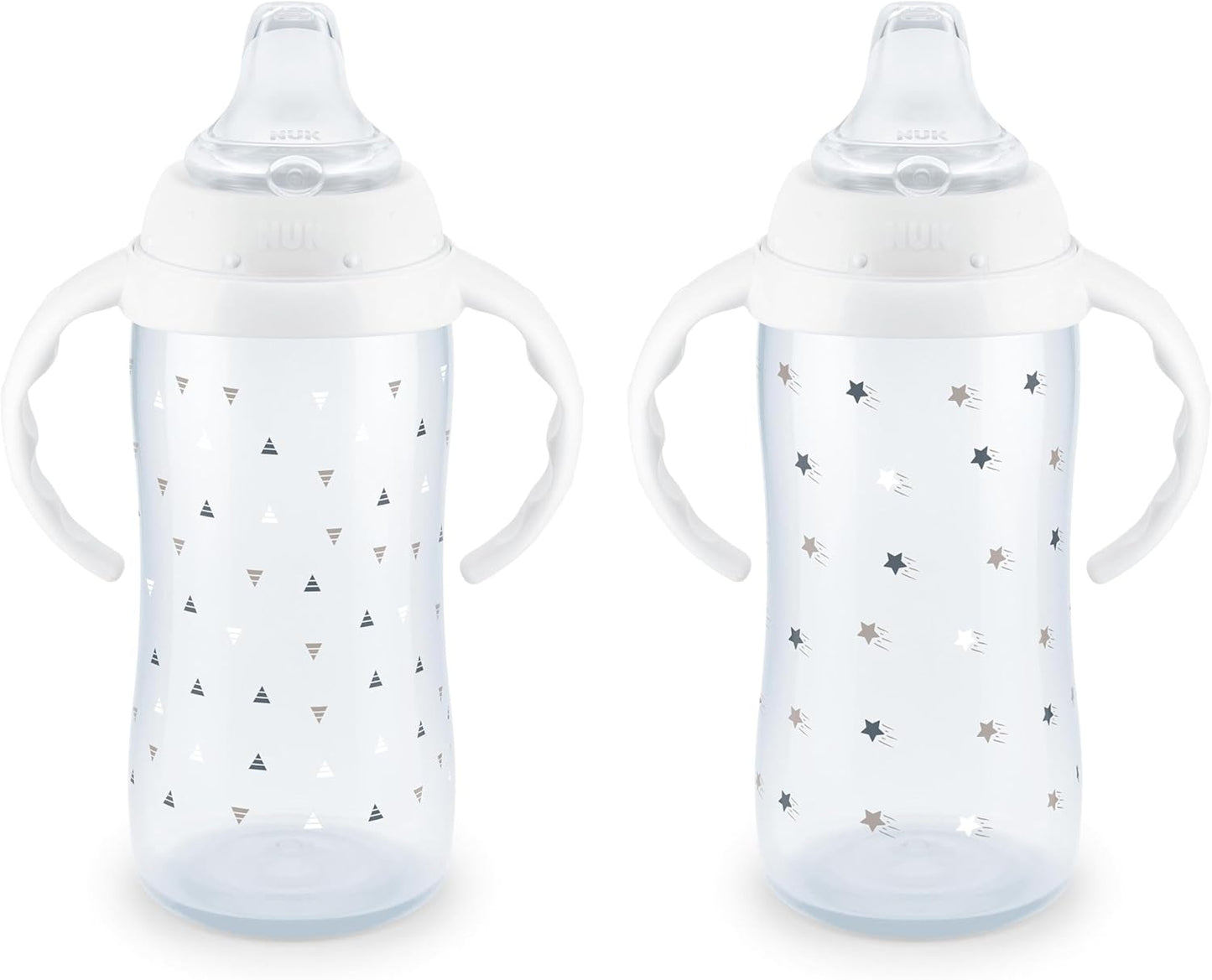 NUK First Choice Large Learner Cup 2.0, 10 oz. Sippy Cup with Handles, Spill Proof, Leak Proof Soft Straw Cup, 2-Pack