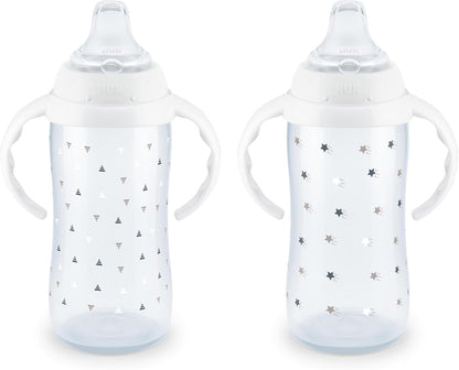 NUK First Choice Large Learner Cup 2.0, 10 oz. Sippy Cup with Handles, Spill Proof, Leak Proof Soft Straw Cup, 2-Pack