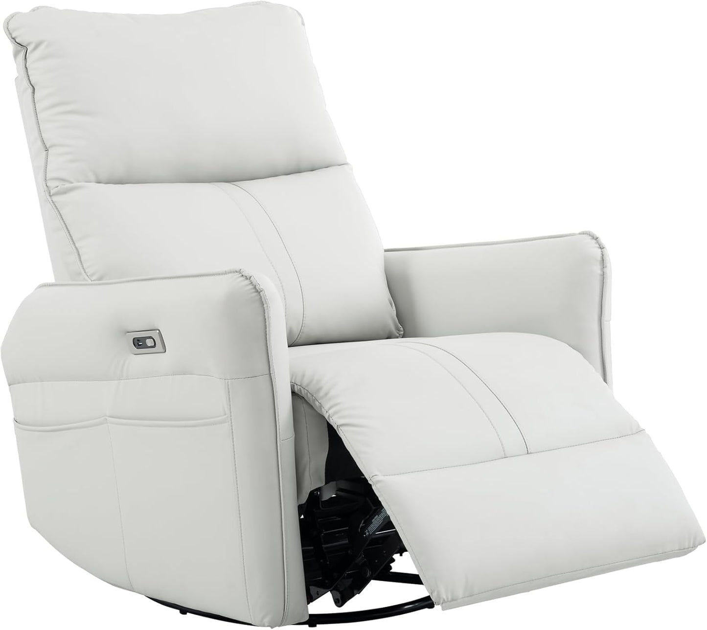 Power Swivel Rocker Recliner Chair for Nursery, Upholstered Snowflake Velvet 270°Swivel Glider Rocker Chair with USB Ports, Small Power Recliners for Small Spaces Living Room