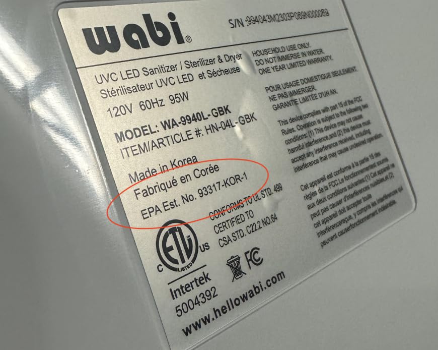 Wabi UVC LED Sanitizer & Dryer Ultra (White + Gunmetal Trim)