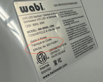 Wabi UVC LED Sanitizer & Dryer Ultra (White + Gunmetal Trim)