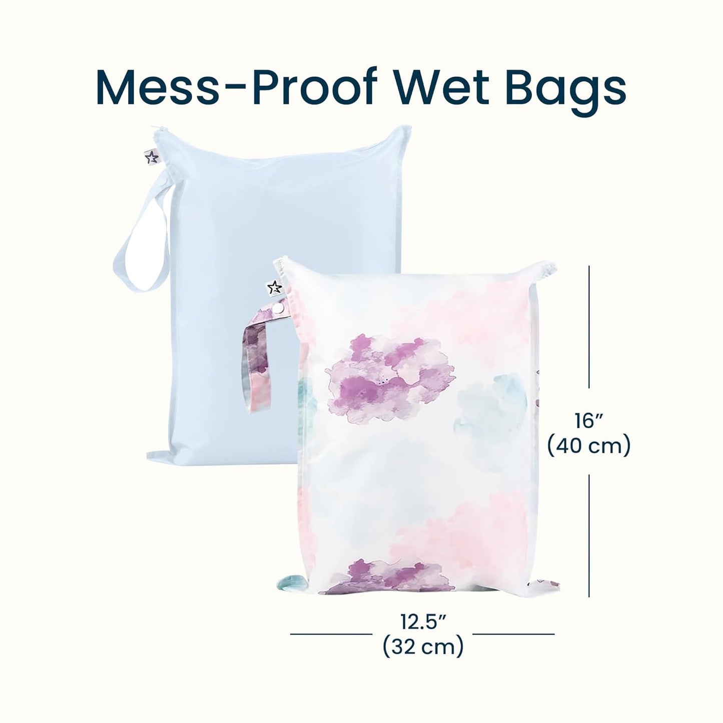 Tiny Twinkle Mess Proof Wet Bags | 2-Pack Reusable Waterproof Wet Bags for Swimsuits | Baby Clothes | Travel & Diaper Bag (Pink, Brown Checkers) - Colors B