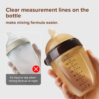 Thyseed Silicone Natural Breast-Like Bottle with Nipple(0-3 Months),8oz，1pack