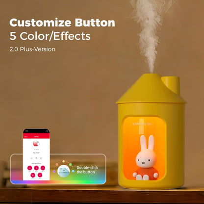 Mipow X Miffy Double Spray Humidifier 2.0 Smart App-Control RGB LED, Mini Cute Humidifier with Night Light, 500ml for Bedroom, Nursery/Office - Blue