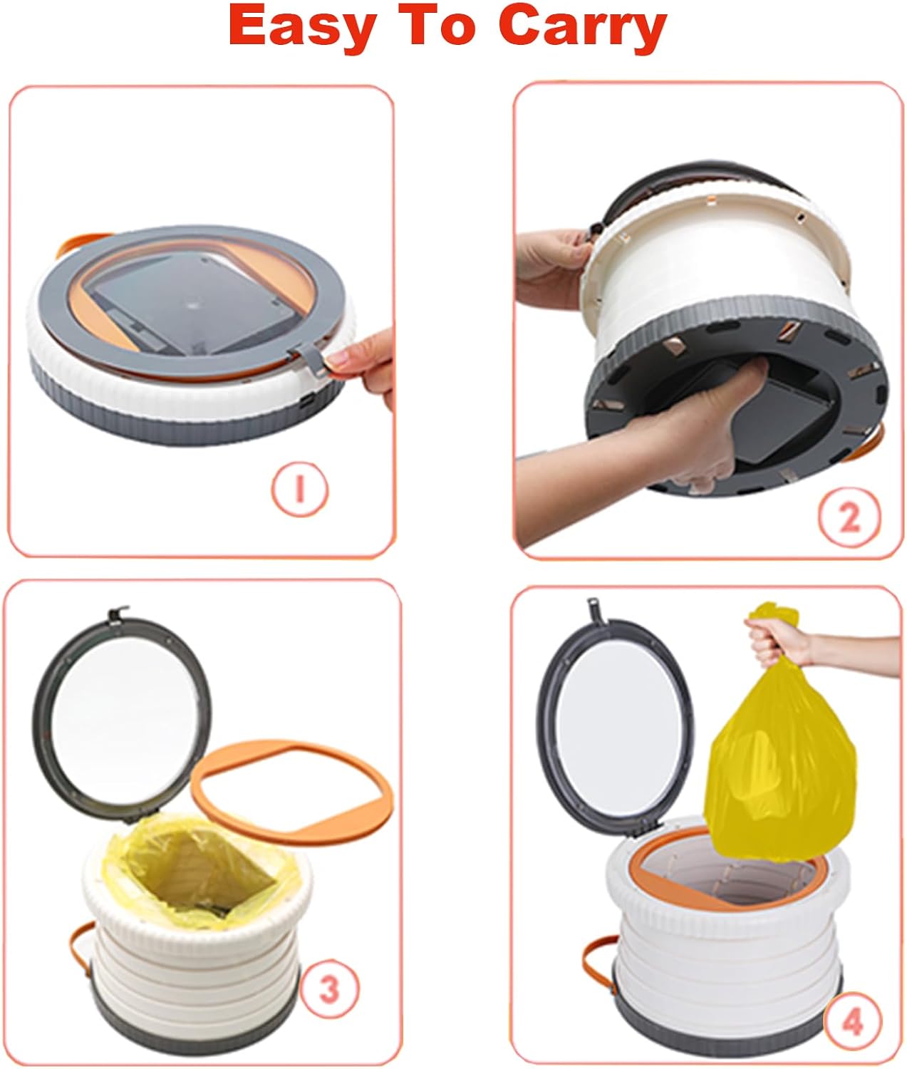 Portable, Foldable Potty seat for Toddler, Training Toilet Seat Emergency Toilet The Bottom Has the Function of Storing Garbage Bags for Car, Camping (Pink)