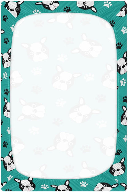 Fitted Crib Sheets Turtle Sea Horse Stretchy Portable Playard Sheets for Baby Toddler, Breathable Soft Mini Crib Mattress 39 x 27 in for Boys and Girls