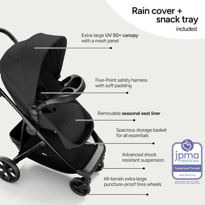 Mompush Baby Stroller, Convertible 2-in-1 with Bassinet Option, Infant Car Seat Compatible, Includes Adapter - Sturdy Full-Size Infant Stroller for Family Adventures