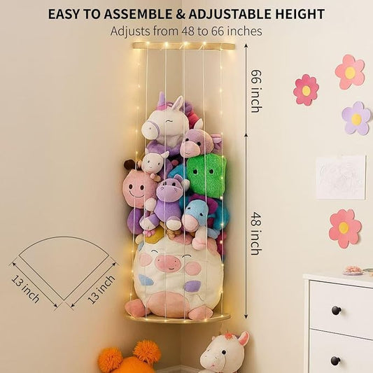 PUTSKA Nursery Furniture Hanging Organizer – Wall Mounted Stuffed Animal Storage for Baby Room, Corner Plush Collection Display & Nursery Organization System, Space-Saving Vertical Storage - Plain