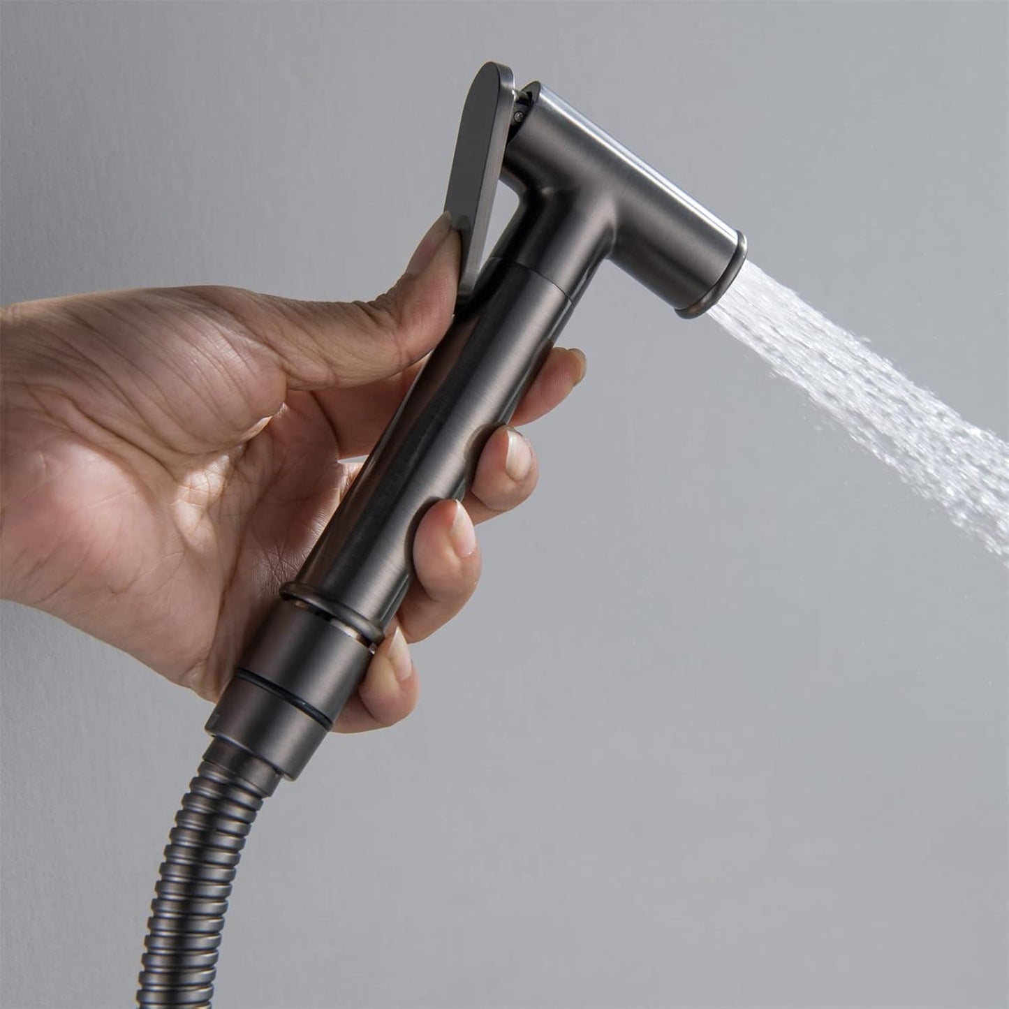 Bidet Sprayer for Toilet, Wall Mounted Hot and Cold Bidet Faucet, Handheld Cloth Diaper Sprayer Kit,Chrome(Gunmetal Gray)