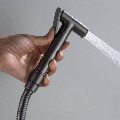 Bidet Sprayer for Toilet, Wall Mounted Hot and Cold Bidet Faucet, Handheld Cloth Diaper Sprayer Kit,Chrome(Gunmetal Gray)