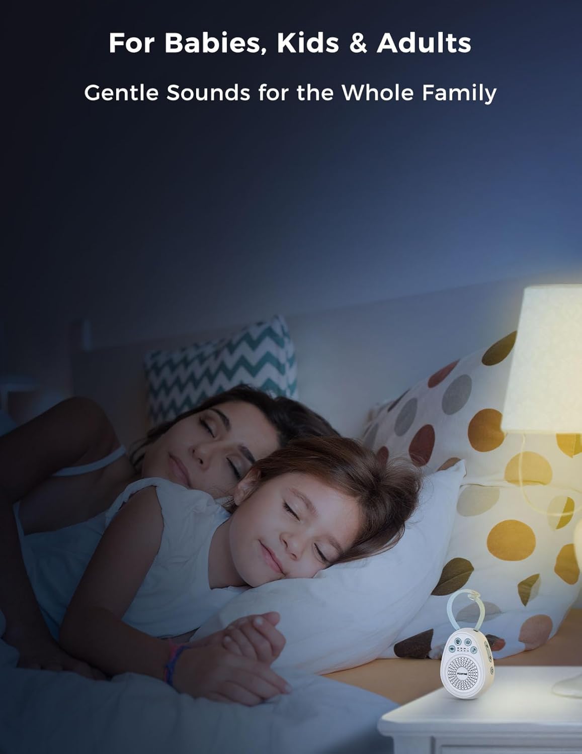 FOXFINE Portable Sound Machine, Travel White Noise Machine with 30 Soothing Sounds, Timer & Memory for Sleeping, Baby, Adults, White