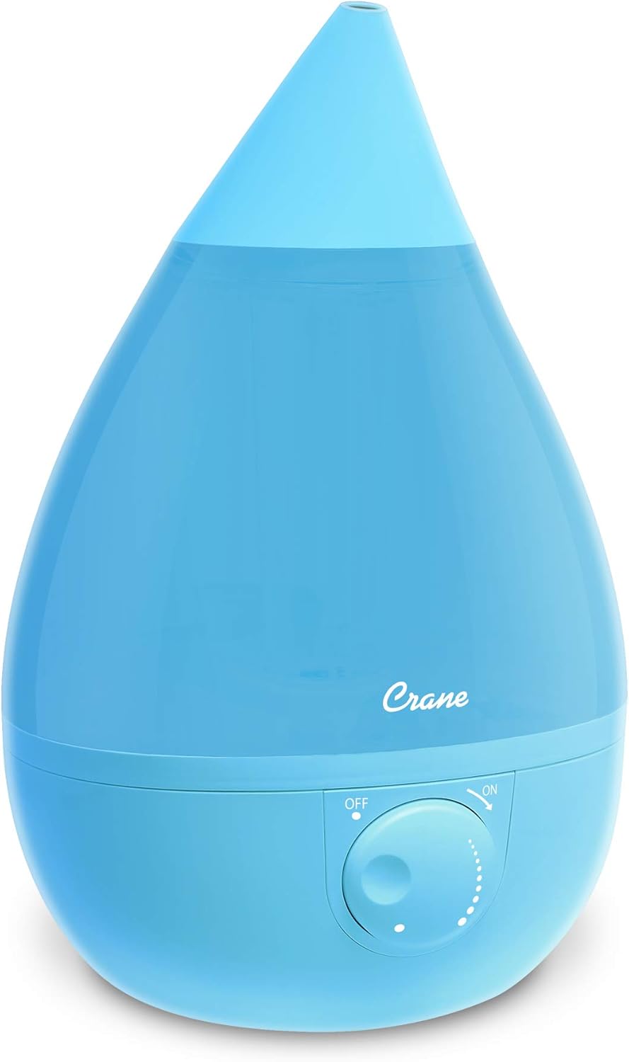Crane Ultrasonic Cool Mist Humidifier for Bedroom, Baby Nursery, Kids Room, Plants, or Office, Large 1 Gallon Tank, Filter Optional, Clear and White