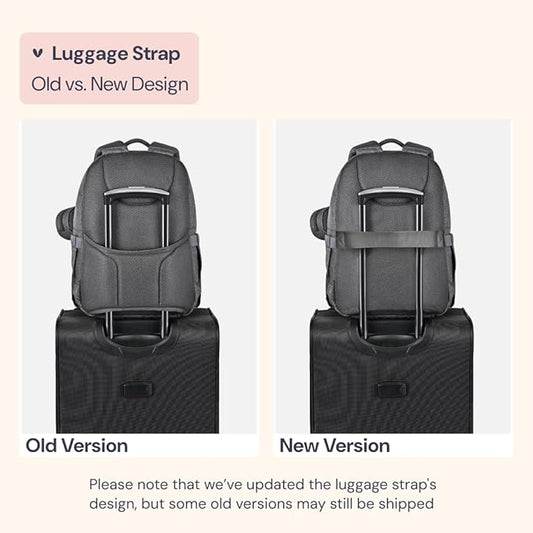 BabbleRoo Diaper Bag Backpack - Travel Large Baby Diaper Bag with Changing pad, Waterproof Baby Bags for Mom & Dad, Unisex Bags with Pacifier Case, Luggage Strap & Stroller Clips - Dark Gray