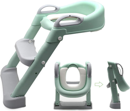 HTTMT- Giraffe Potty Training Toilet Ladder Seat With Upgraded Cushion Step Stool Ladder Toilet Chair/Toilet Trainer for Baby Toddler Kids Children In Pink [P/N: ET-BABY001-PINK STEP]