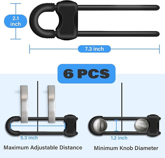 Cabinet Locks for Babies, Baby Proofing Cabinets, 6 Pack U-Shaped Child Locks for Cabinets, Child Proof Cabinet Latches,Child Safety Cabinet Locks with Adjustable by SPISPI(Black)