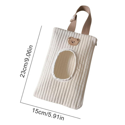 Quilted Baby Diaper and Wipes Pouch Portable Mommy Bag for Stroller Reusable Wipes Pouch with Lanyard for Casual Travel (Beige)