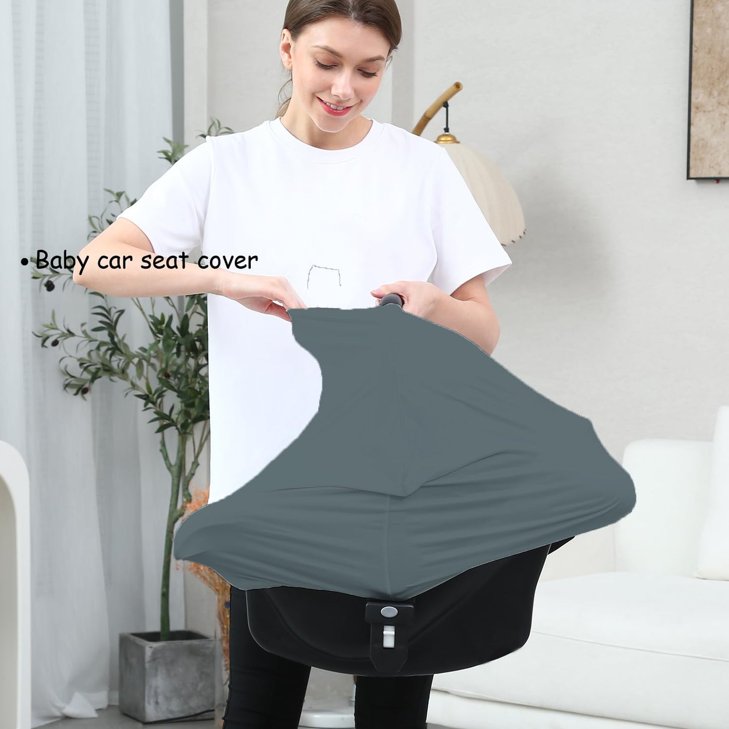 Car Seat Covers for Babies - Multi-use Carseat Canopy Cover Breastfeeding Covers, Stroller Canopy Cover (Navy Dinosaur)