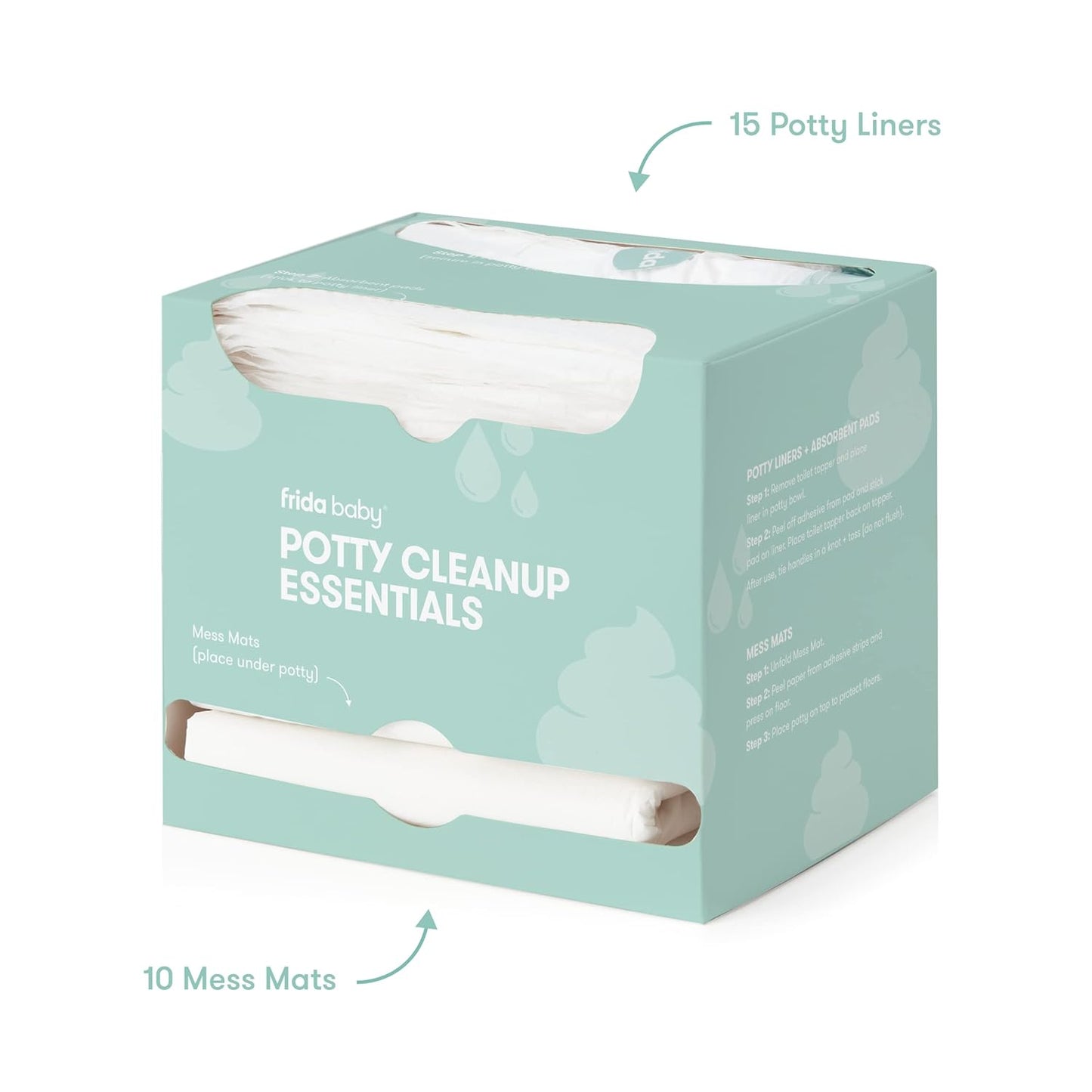 Frida Baby Potty Mess Mats, Disposable, Super-Absorbent Floor Pads for Easy Cleanup, 20 Count