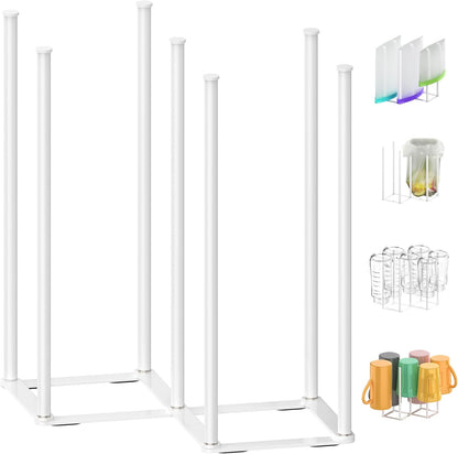 Collapsible Bottle Drying Rack, Baby Bottle Drying Rack, Foldable Cup Draining Holder, Retractable Reusable Silicone Bag Dryer with Non-Slip Bottom - Stainless Steel (Black)