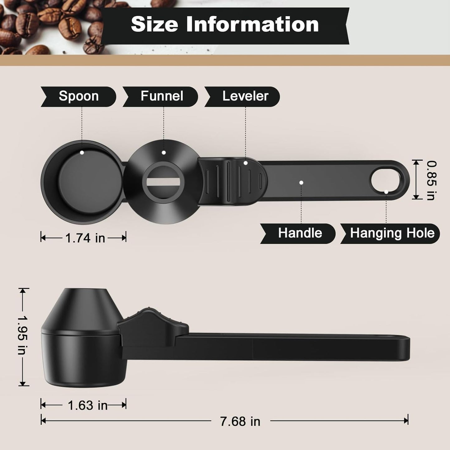 Coffee Scoop With Funnel, Precise Measuring For Ground Coffee, Protein/powder/hot Cocoa, Fits Reusablebaby Formula Dispensers & K Cups