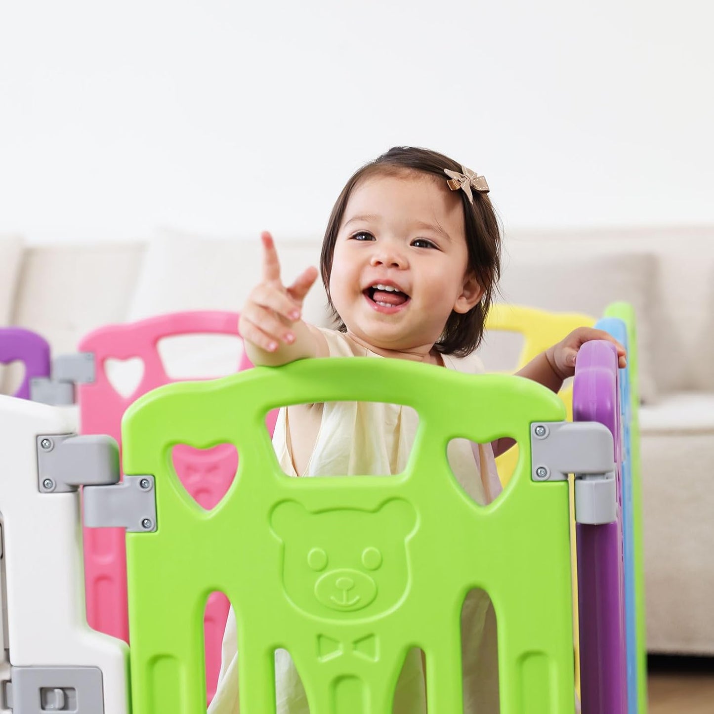 Baby Playpen Kids Activity Centre Safety Play Yard Home Indoor Outdoor New Pen (Multicolour) (White) (Macarons Classic Set 14 Panel)
