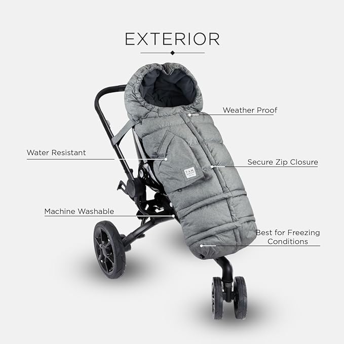 7AM Enfant Stroller Blanket 212 - Adjustable Baby Car Seat Zipped Blanket for Babies Winter, Unisex Multi Purpose Fleece Lined Warm Hooded Toddler Footmuff Water Repellent | (6M - 4T)