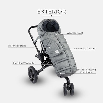 7AM Enfant Stroller Blanket 212 - Adjustable Baby Car Seat Zipped Blanket for Babies Winter, Unisex Multi Purpose Fleece Lined Warm Hooded Toddler Footmuff Water Repellent | (6M - 4T)