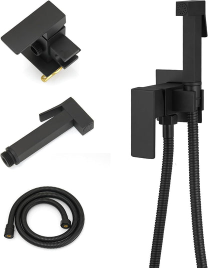 BWE Handheld Toilet Bidet Sprayer with Adjustable Water Pressure for Toilet Hot and Cold Bidet Spray Set Brass Toilets Bidets Wall Mount Cleaning Faucet Jet for Feminine Wash, Matte Black