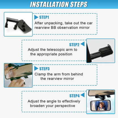 360 Degree Adjustable Baby Car Mirror, No Dead Angle Automotive Convex Mirrors Facing Back Seat, Clip-On HD Glass Vehicle Rearview Mirrors for Car, SUV, Truck