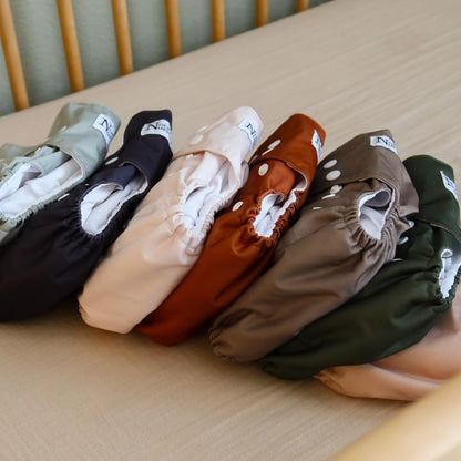 Nora's Nursery AWJ Cloth Diapers 7 Pack with 1 Wet Bag - Waterproof Cover, Washable, Reusable & One Size Adjustable Pocket Diapers for Newborns and Toddlers - Dahlia