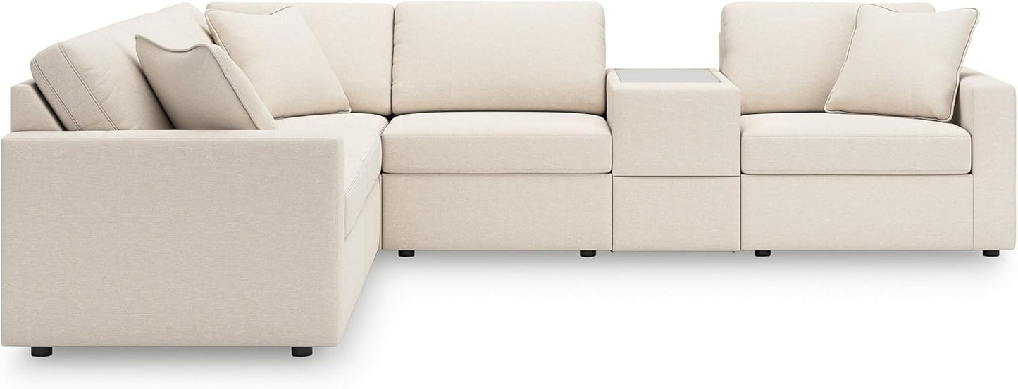 Signature Design by Ashley Modmax Coastal Press-Back Swivel Glider Rocker Recliner with Machine Washable Cover, Hidden Storage Compartments and 2 Bolster Pillows, Beige - Colors A