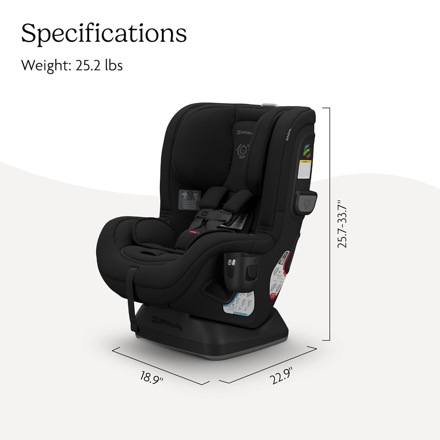 UPPAbaby Rove Convertible Car Seat - 2-in-1 Rear + Forward Facing - Quick + Secure 3-Step Install - Intuitive Safety Technology + Comfort Features - Cup Holder Included - Kavneer (Almond Mélange)