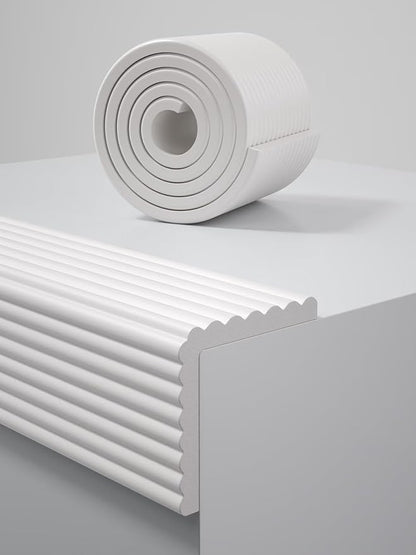 7.9''W Extra-Wide Edge Protector, 6.56FT 0.47''Th Baby Proofing Corner Guards, Safety Furniture Bumper, Pre-Taped, Thick Soft Rubber Foam Padding for Fireplace Table Stair Cabinet (White Gray)