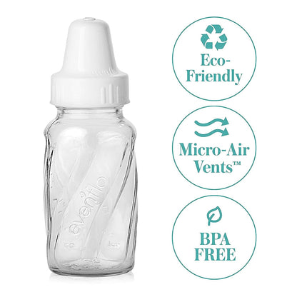 Evenflo Feeding Classic Glass, Twist Bottles, 4 Oz, 6 Bottles.