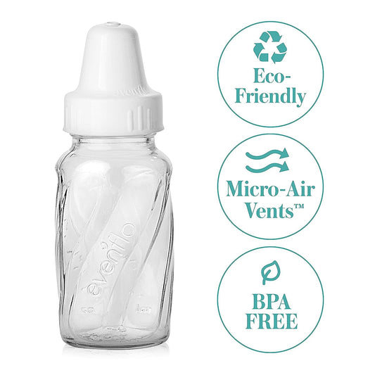 Evenflo Feeding Classic Glass, Twist Bottles, 4 Oz, 6 Bottles.