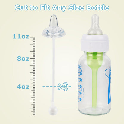 Sippy Straw Cup Conversion Kit with Silicone Sleeves for Dr. Brown's Narrow Glass Baby Bottle 4oz,Anti Breakage Baby Bottles Replacement Kit with Handle and Soft Sippy Spout,6m+,Set of 3