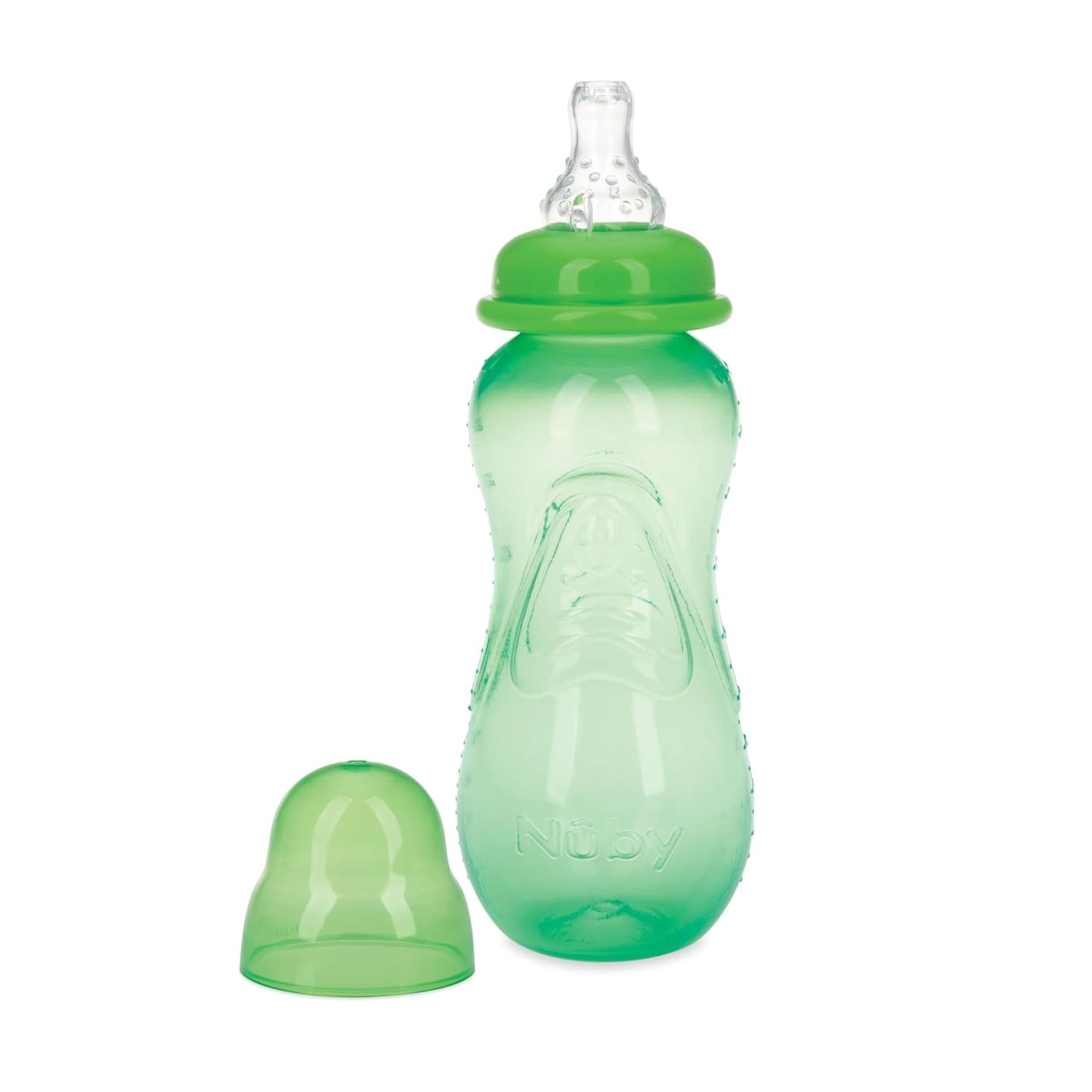Nuby Non-Drip Standard Neck Baby Bottles - 10 oz (3 Pack) - Vari-Flo Flow Control Nipple - Anti-Colic Air System - 0+ Months