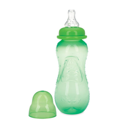 Nuby Non-Drip Standard Neck Baby Bottles - 10 oz (3 Pack) - Vari-Flo Flow Control Nipple - Anti-Colic Air System - 0+ Months